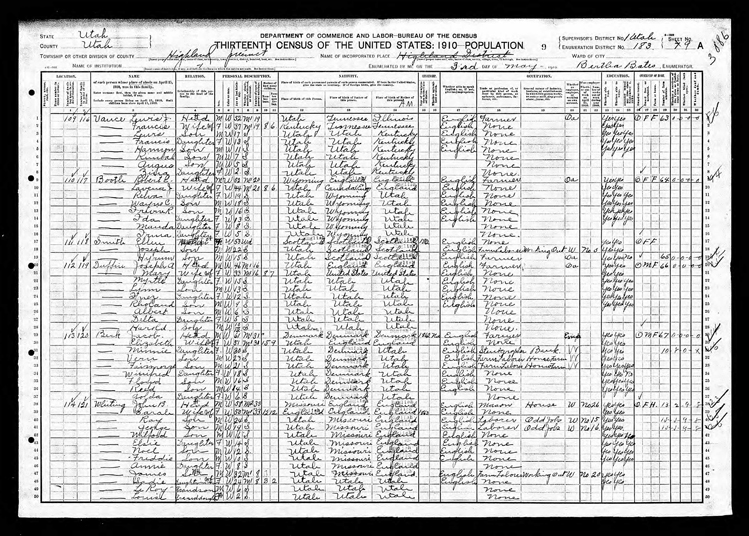 Highland 1910 U.S. Census page 1