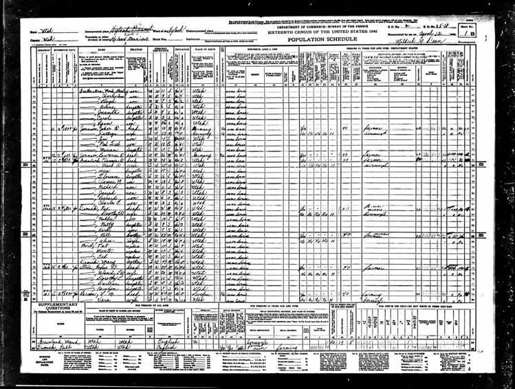 Highland 1940 U.S. Census page 2