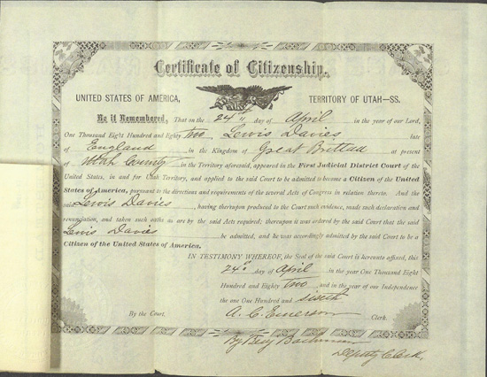 James Davis’ Citizenship Certificate