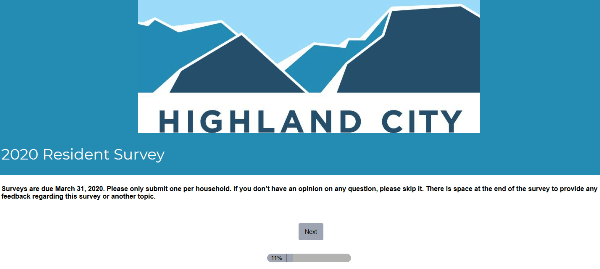Screenshot of survey text