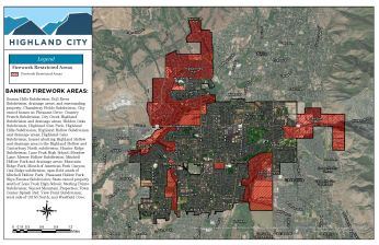 Map showing areas with firework restrictions