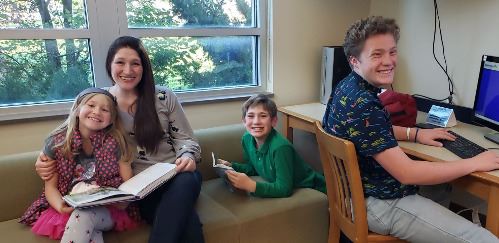 A family using the library