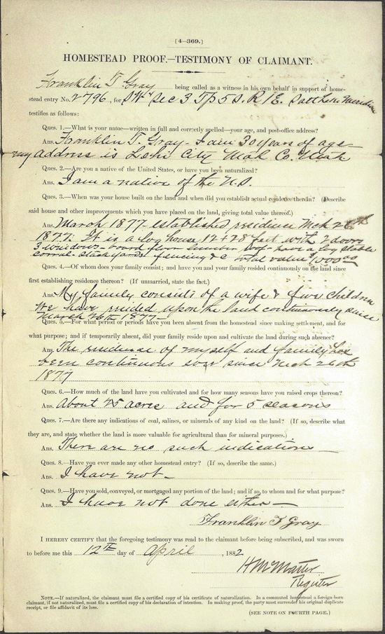 Franklin T Gray document