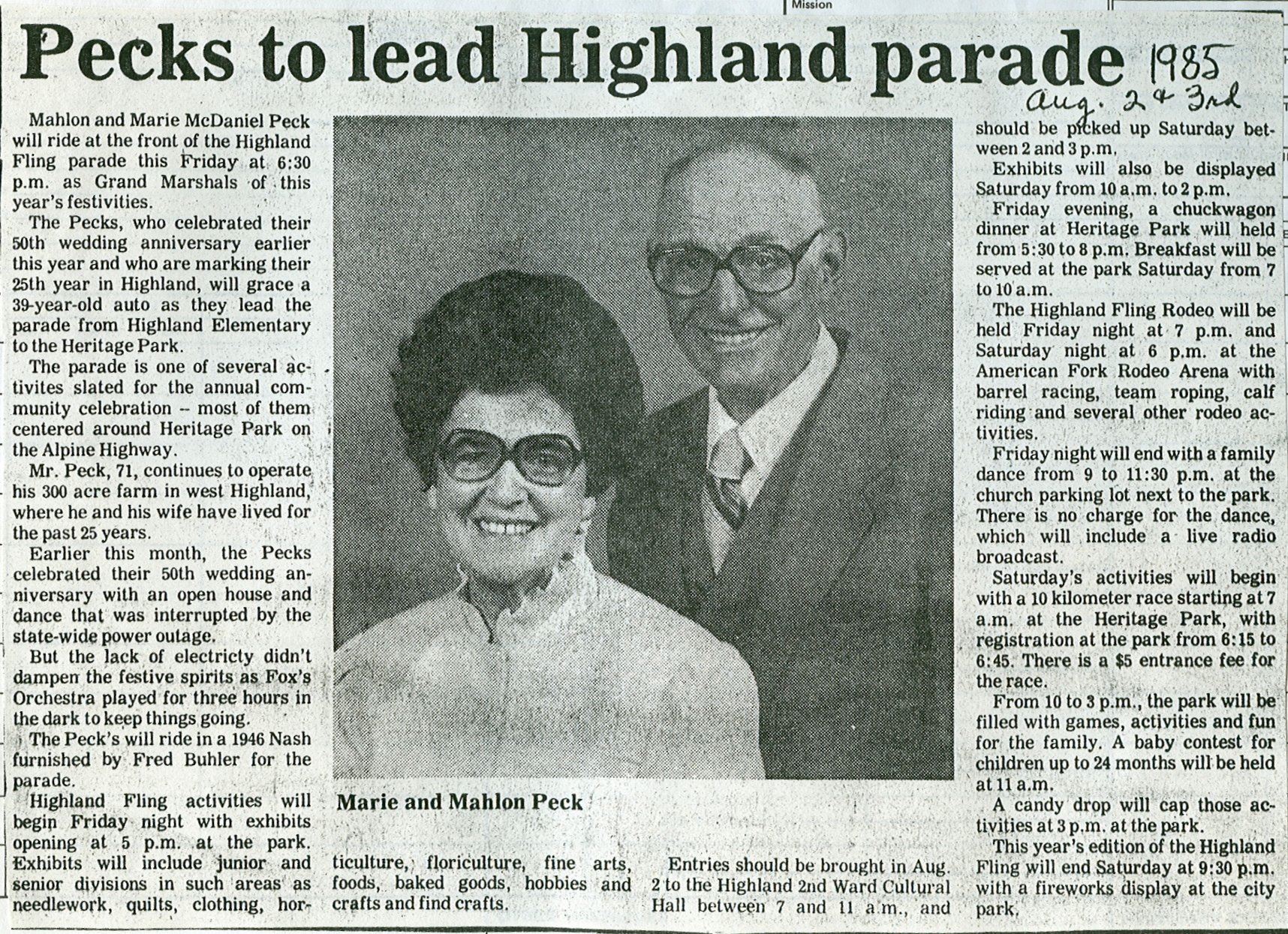 1985 Pecks lead parade