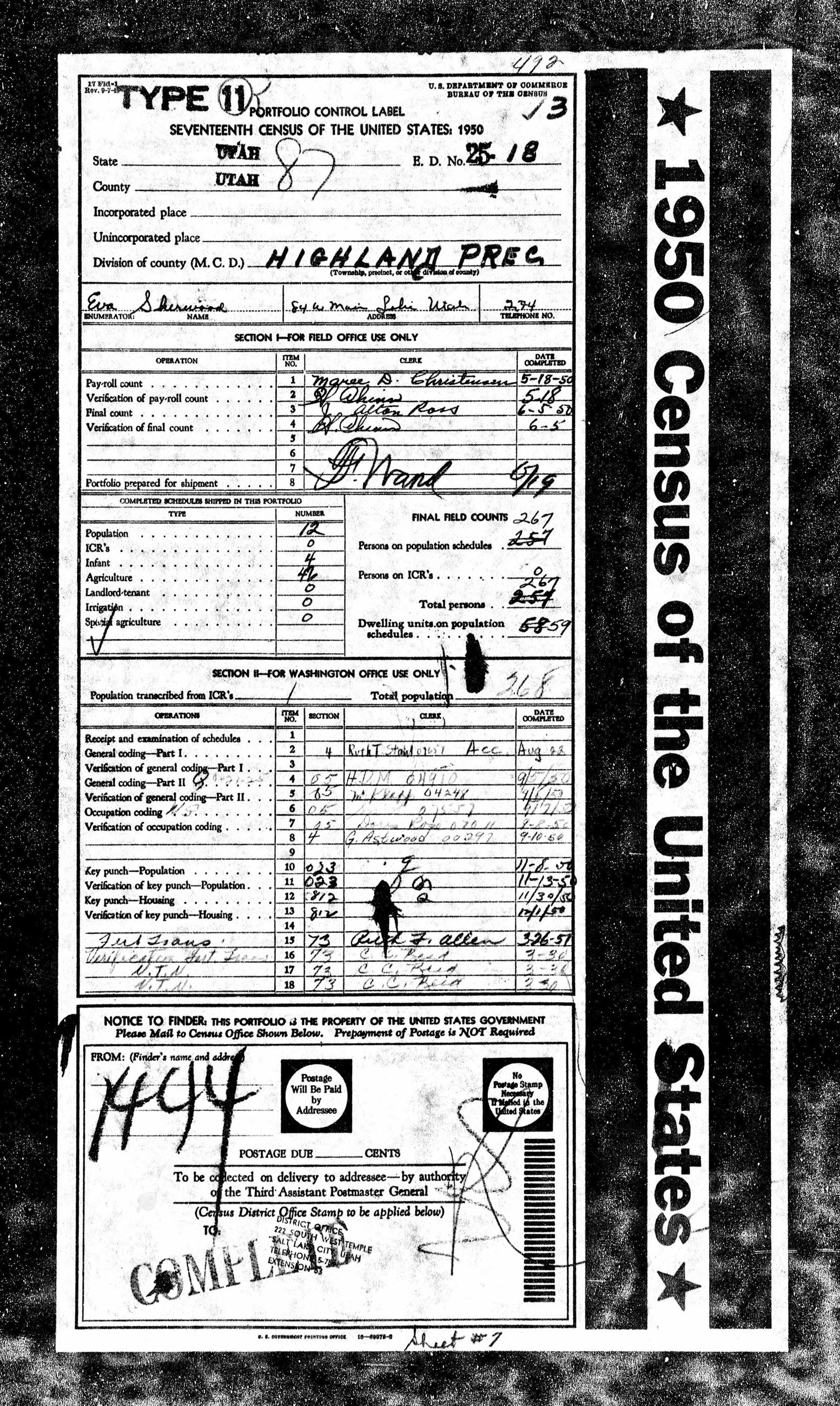 Highland 1950 Census p1