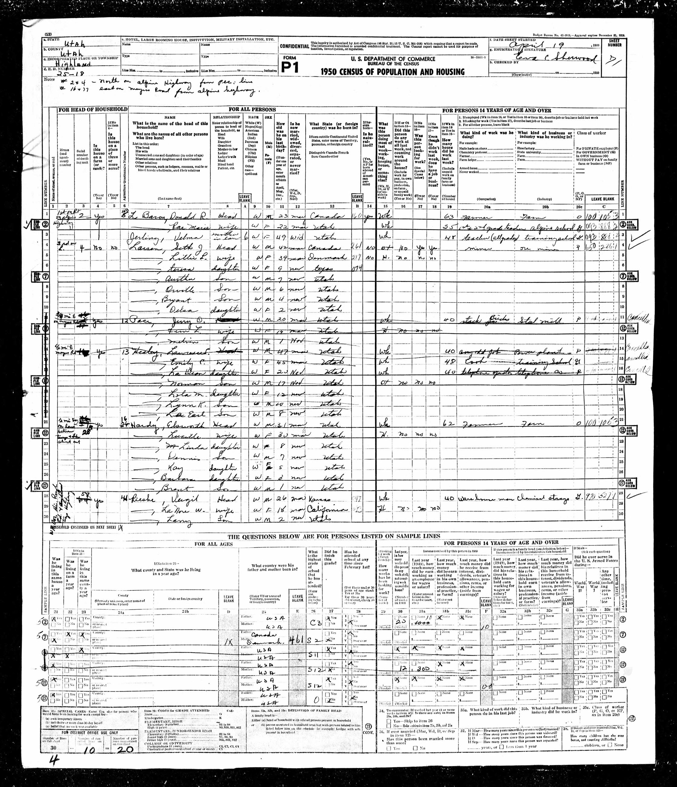 Highland 1950 Census p12