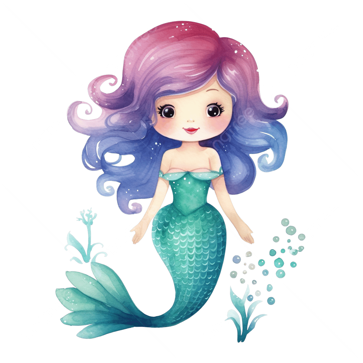 pngtree-watercolor-cute-mermaid-clipart-png-png-image_13125156